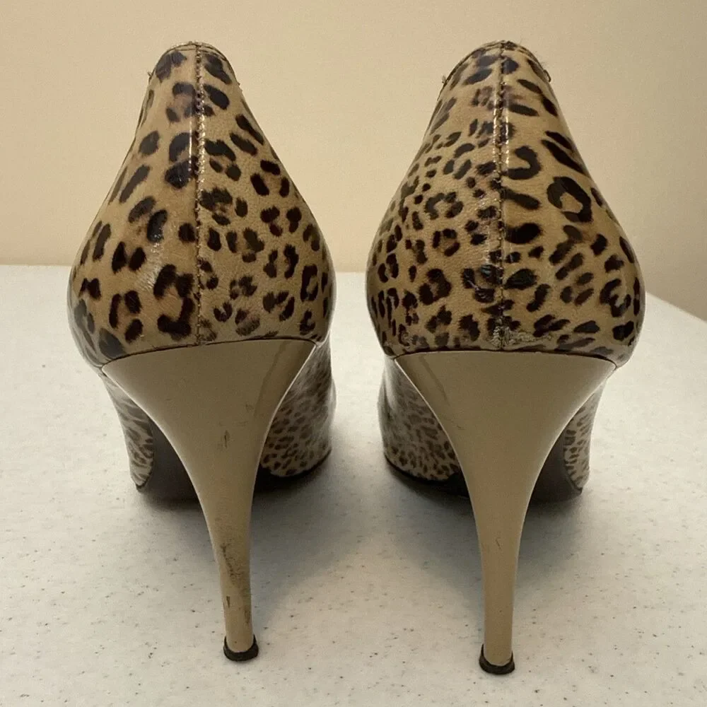 Stuart Weitzman Round Toe Pumps Stiletto Heels Brown Leopard Heels Women's 7 M